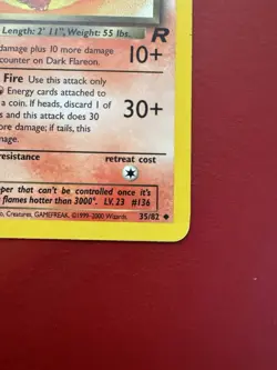 Dark Flareon 35/82 1st Edition Team Rocket Pokemon Card LP No Creases - Image 5