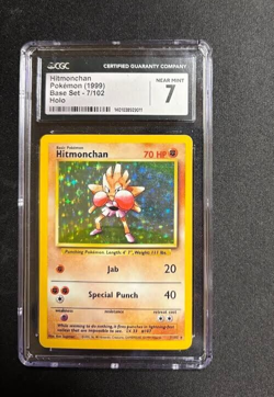 CGC 7 Pokemon 1999 Hitmonchan Base Set Holo 7/102 - Image 1