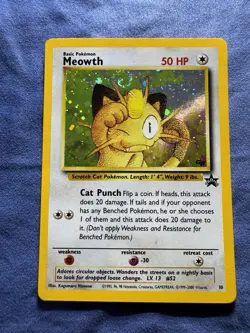 Meowth 10 Vintage WOTC Black Star Promo Holo Pokemon - Image 1