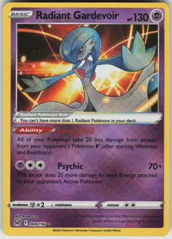 Pokemon Radiant Gardevoir 069/196 SWSH11: Lost Origin Radiant Rare NM - Image 1