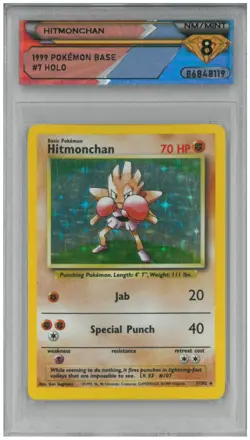 1999 Pokemon Base HITMONCHAN #7/102 Holo 💎 DSG 8 NM/Mint - Image 1