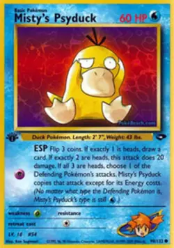 NM-Mint Misty's Psyduck - 90/132 - Common - 1st Edition Pokemon Gym Challenge - Image 1