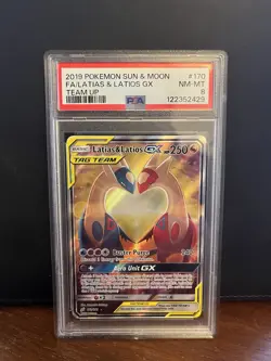 Pokemon 2019 Team Up Latias & Latios GX #170 Full Art Holo PSA 8 Ultra Rare - Image 1