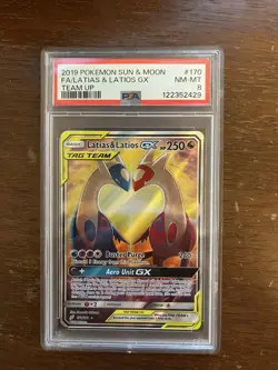 Pokemon 2019 Team Up Latias & Latios GX #170 Full Art Holo PSA 8 Ultra Rare - Image 3