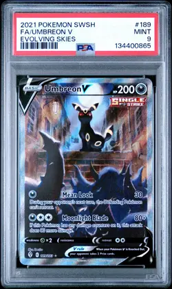2021 POKEMON SWORD & SHIELD EVOLVING SKIES #189 FULL ART/UMBREON V PSA 9 - Image 1