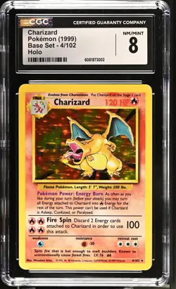 CGC 8 Charizard 1999 Base Set 4/102 Holo Pokemon Card - Image 1