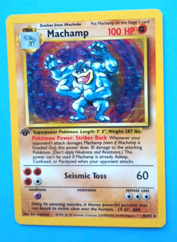 POKEMON Card MACHAMP #8/102 HOLO Rare 1st Edition Base Set LP/EX WOTC 1999 Nice - Image 1