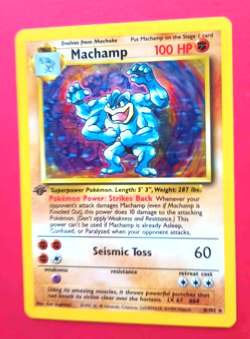 POKEMON Card MACHAMP #8/102 HOLO Rare 1st Edition Base Set LP/EX WOTC 1999 Nice - Image 3