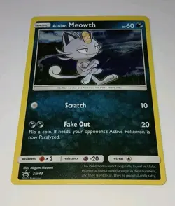 Alolan MEOWTH (SM43) Holo Sun & Moon - NM 🌀 w/Swirl 🌀 Pokemon Promo Card 2017 - Image 3