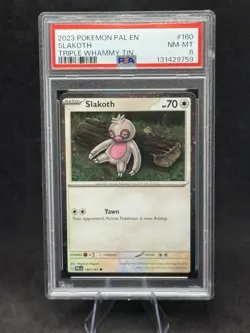 Slakoth - PSA 8 Cosmos Holo Triple Whammy Tin Promo Paldea Evolved Pokemon Card - Image 1