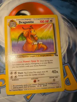 Pokemon TCG Dragonite 19/62 Fossil Non-Holo Rare Card Unlimited NM - Image 1