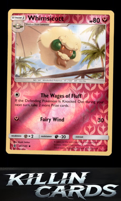 Reverse Holofoil Whimsicott 91/145 Pokemon Uncommon SM - Guardians Rising Card N - Image 1