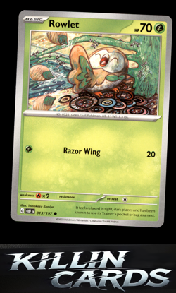 Rowlet 013/197 Pokemon Common SV03: Obsidian Flames Card NM - Image 1