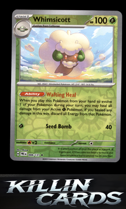 Reverse Holofoil Whimsicott 008/131 Pokemon Rare SV: Prismatic Evolutions Card N - Image 1