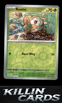 Reverse Holofoil Rowlet 013/197 Pokemon Common SV03: Obsidian Flames Card NM - Image 1