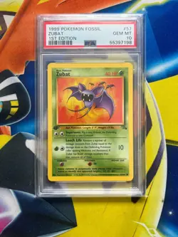 PSA 10 Zubat 57/62 1st Edition Fossil Non Holo Pokemon Card - Image 1