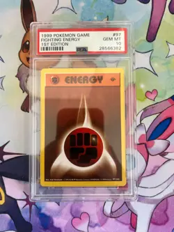 PSA 10 Fighting Energy 97/102 Base Set (1st Edition & Shadowless) Pokemon Card - Image 1