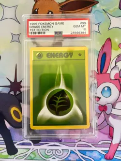 PSA 10 Grass Energy 99/102 Base Set (1st Edition & Shadowless) Pokemon Card - Image 1