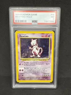 1999 Pokemon - Mewtwo - Holo - 10/102 - PSA 7 - Image 1