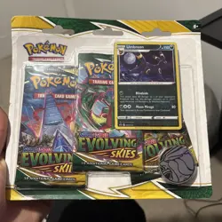 Pokemon TCG Evolving Skies Triple Blister Booster Pack Umbreon Promo New Sealed - Image 3