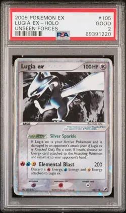PSA 2 2005 Pokemon EX Unseen Forces Lugia EX Holo Foil Rare 105/115 - Image 1