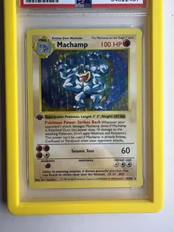 1999 Pokemon TCG Machamp Holo 1st Edition Shadowless PSA 4 VG-EX Yellow Bumper - Image 2