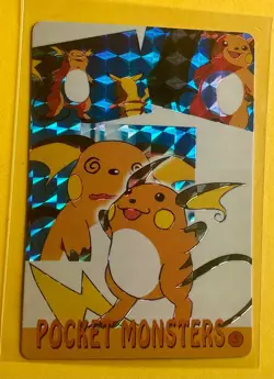 RAICHU DUO Pokemon Pocket Monsters Japanese Vending Prism Sticker Holo LP Foil - Image 1
