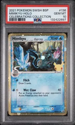 Pokemon TCG 2021 Mimikyu SWSH136 Black Star Promos Celebrations Holo PSA 10 - Image 1
