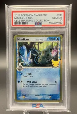 Pokemon TCG 2021 Mimikyu SWSH136 Black Star Promos Celebrations Holo PSA 10 - Image 4