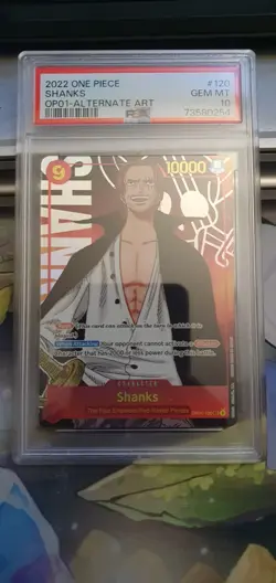 Shanks 2022 One Piece Romance Dawn #OP01-120 Alternate Art PSA 10 - Image 1
