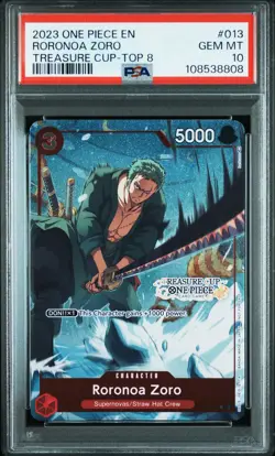 Roronoa Zoro One Piece 2023 Treasure Cup TOP 8 Promo English #013 PSA 10 - Image 1