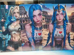 3 1/1 Only 1 Made Harley Quinn & Jinx Custom Waifu Card Size 5x3.5 - Image 1