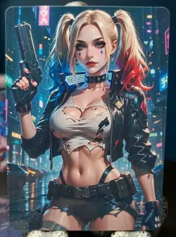 3 1/1 Only 1 Made Harley Quinn & Jinx Custom Waifu Card Size 5x3.5 - Image 2