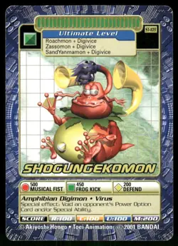 DIGIMON SHOGUNGEKOMON 2001 BANDAI ULTIMATE LEVEL CARD # ST-109 - Image 1