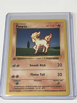 Pokemon Ponyta 60/102 1st Edition Base Set Card Near Mint - Image 1