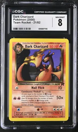 CGC 8 Dark Charizard 2000 Team Rocket 21/82 Pokemon Card - Image 1