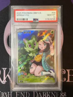 2025 POKEMON SIMPLIFIED CHINESE CBB1 C-GEM PACK VOL 1 #09 SPRIGATITO PSA 10 - Image 1