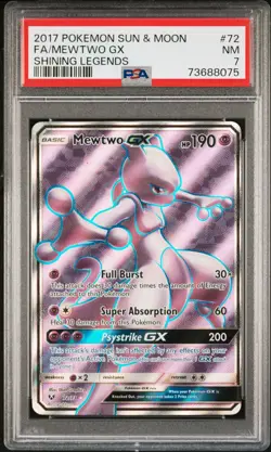 Fa/Mewtwo Gx Pokemon Sun & Moon Shining Legends 72 NM PSA 7 - Image 1