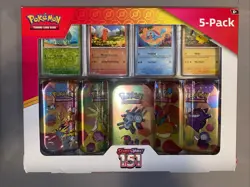 Pokemon TCG Scarlet & Violet 151 Mini Tins 5-Pack Costco Bundle Box New - Image 1