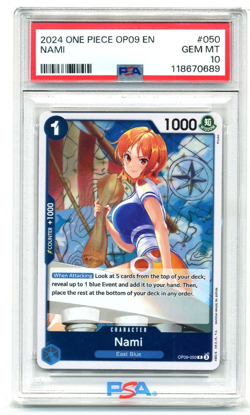 2024 One Piece Emperors in the New World 050 Nami PSA 10 Gem Mint Low Pop - Image 1
