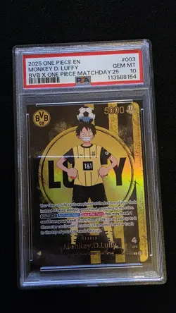 MONKEY D. LUFFY BVB X ONE PIECE MATCH DAY '25 ONE PIECE PROMOS 2025 003 PSA 10 - Image 1
