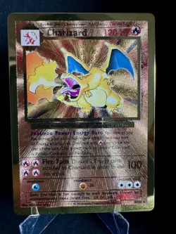 Pokemon TCG Charizard 4/102 Gold Metal Celebrations Ultra Premium Card NM - Image 1