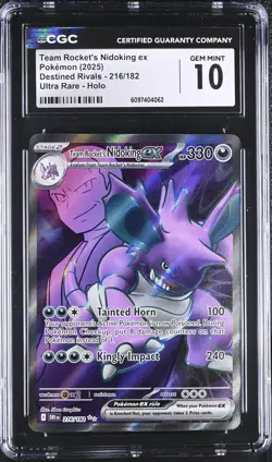 CGC 10 Team Rocket's Nidoking ex 216/182 Destined Rivals Pokemon Card - Image 1