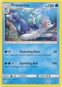 Primarina 41/149 Rare - Pokemon Sun & Moon Base Set Single Card - Image 1