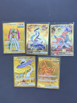 Pokemon Gold Hyper Rare Card Lot 5 of NM SV Temporal Paradox Prismatic Ex - Image 1