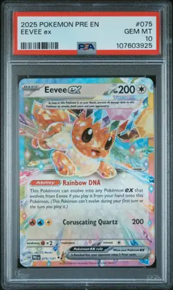 2025 Pokemon Pre EN-Prismatic Evolutions Eevee EX PSA 10 #075 - Image 1