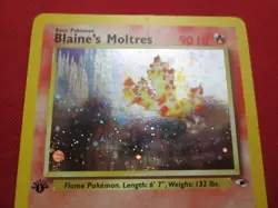 Pokemon Blaine's Moltres 1/132 Gym Heroes Holo 1st Edition MP - Image 2
