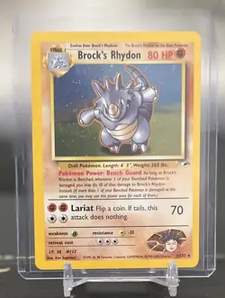 Pokemon TCG Brock's Rhydon Gym Heroes 2/132 Holo Unlimited Rare - Image 1