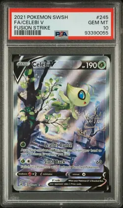 2021 POKEMON SWORD & SHIELD FUSION STRIKE #245 FULL ART/CELEBI V PSA 10 - Image 1