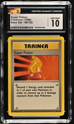 1999 Base Set Pokemon Super Potion CGC 10 90/102 - Image 1